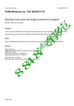 5003377-01 Sloshing noise when the engine is started or stopped