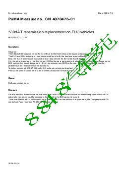 4878476-01 530dA Transmission replacement on EU3 vehicles