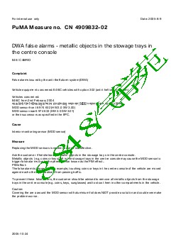 4909832-02 DWA false alarms - metallic objects in the stowage trays in the centre console