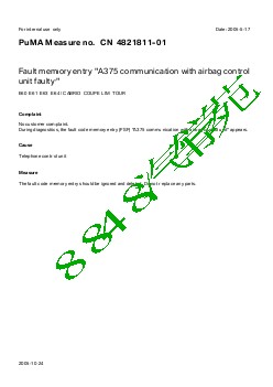 4821811-01Fault memory entry A375 communication with airbag control unit faulty