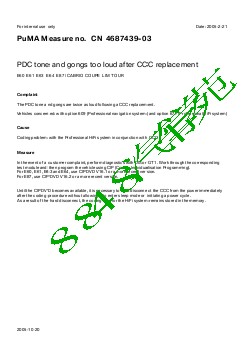 4687439-03PDC tone and gongs too loud after CCC replacement