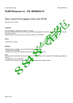 4866838-01Gear cannot be engaged, fault code 4F80