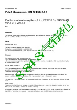 5215342-02 Problems when closing the soft top ERROR ON PROGMAN V21.0 and V21.0.1