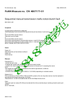 4867177-01 Sequential manual transmission malfunction clutch fault