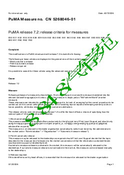 5268046-01 PuMA release 7.2 release criteria for measures