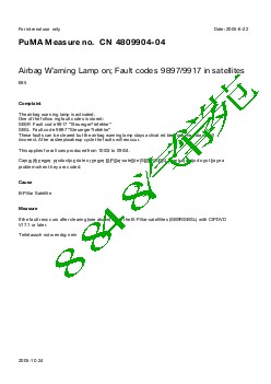 4809904-04Airbag Warning Lamp on; Fault codes 9897-9917 in satellites