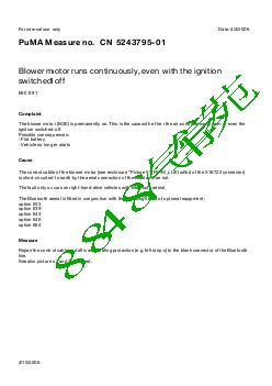 5243795-01 Blower motor runs continuously even with the ignition switched off