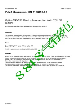 5108858-02 Option 633 639 Bluetooth connection lost TCU FC 0xA379