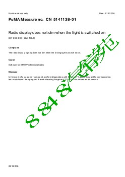 5141138-01 Radio display does not dim when the light is switched on