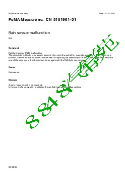 5151961-01 Rain sensor malfunction