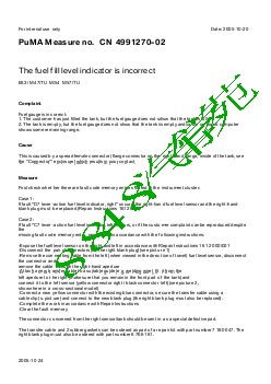 4991270-02 The fuel fill level indicator is incorrect