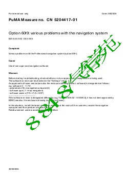 5204417-01 Option 609 various problems with the navigation system