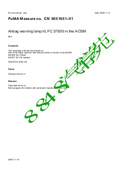 5051651-01 Airbag warning lamp lit FC 37830 in the ACSM