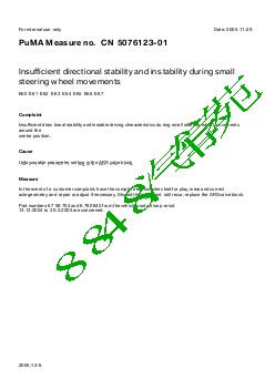 5076123-01 Insufficient directional stability and instability during small steering wheel movements