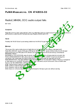 4742055-03Radio2, MASK, CCC audio output fails