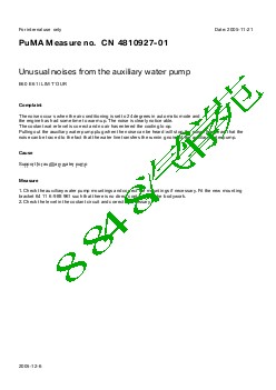 4810927-01 Unusual noises from the auxiliary water pump