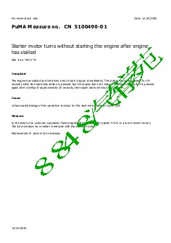 5100490-01 Starter motor turns without starting the engine after engine has stalled