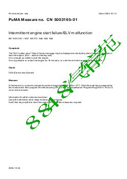 5003165-01 Intermittent engine start failure ELV malfunction