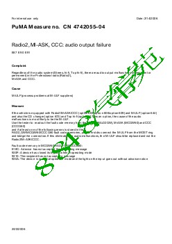 4742055-04 Radio2, M-ASK, CCC audio output failure