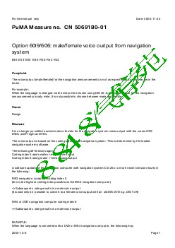 5069180-01 Option 609 606 male female voice output from navigation system