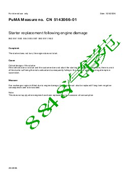 5143066-01 Starter replacement following engine damage