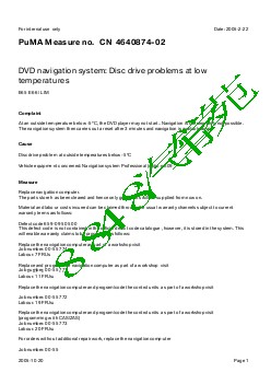 4640874-02DVD navigation system Disc drive problems at low temperatures