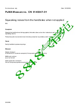 5140347-01 Squeaking noises from the handbrake when not applied