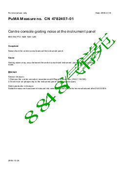 4782407-01Centre console grating noise at the instrument panel