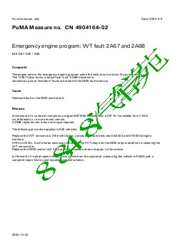 4904164-02Emergency engine program VVT fault 2A67 and 2A6B