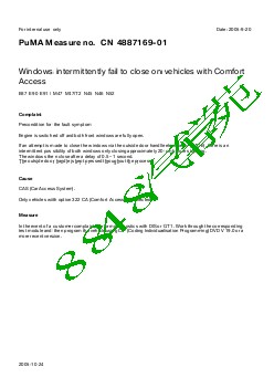 4887169-01 Windows intermittently fail to close on vehicles with Comfort Access