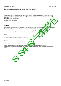 5275185-01 Whistling noises high-frequency from AUX IN port during DSC intervention