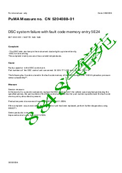 5204088-01 DSC system failure with fault code memory entry 5E24