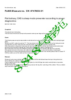 4747850-01Flat battery CAS is sleep mode preventer according to power diagnostics