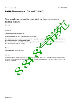 4887158-01Rear windows cannot be operated by the convenience closing feature