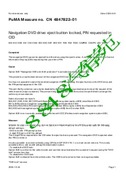 4847822-01Navigation DVD driveeject button locked, PIN requested in CID