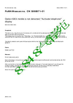 5068971-01 Option 633 mobile is not detected Activate telephone display