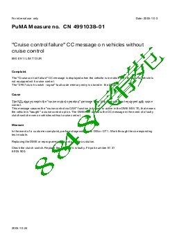 4991038-01 Cruise control failure CC message on vehicles without cruise control