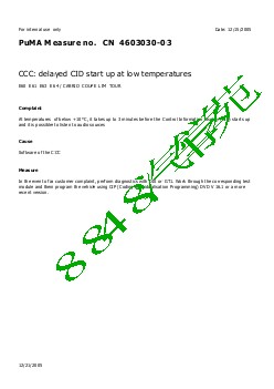 4603030-03 CCC delayed CID start up at low temperatures