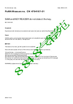 4794167-01SAM and KEY READER do not detect the key