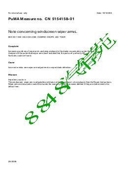 5154158-01 Note concerning windscreen wiper arms