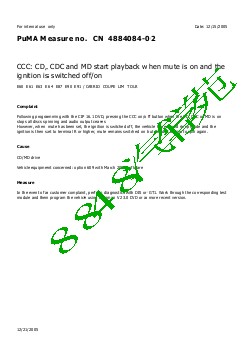 4884084-02 CCC CD, CDC and MD start playback when mute is on and the ignition is switched off on