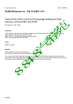 5143071-01 Instrument cluster incorrect fuel gauge reading and fault memory entries A3B1 and A54C