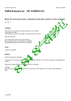 5100332-01 Boot lid reverses when unlocked remote control in the vehicle