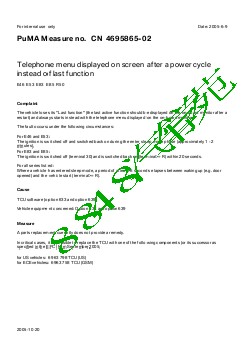 4695865-02Telephone menu displayed on screen after a power cycle instead of last function