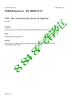 4989413-01 CAS - Sel. central locking cannot be adjusted