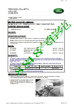 LM211-003 - Range Rover (LM) - Steering Column Reach Adjustment Fault