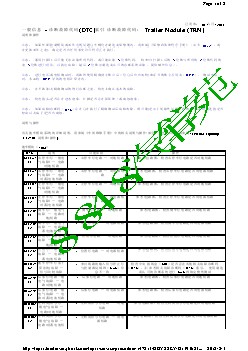 一般信息 - 诊断故障代码(DTC)索引 诊断故障代码： Trailer Module (TRM)