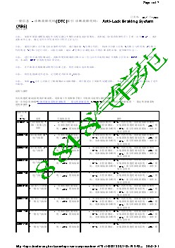 一般信息 - 诊断故障代码(DTC)索引 诊断故障代码： Anti-Lock Braking System (ABS)