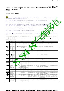 一般信息 - 诊断故障代码(DTC)索引 诊断故障代码： 数字音频广播模块（DABM）