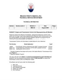玛莎拉蒂Engine and Transmission Control Unit Reprogramming